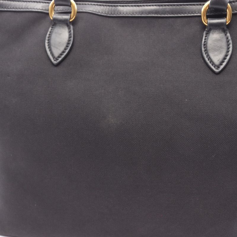 PRADA Tote Bag LOGO Jacquard 1bg158 Black Canvas Leather Logo Jacquard Tote Bag