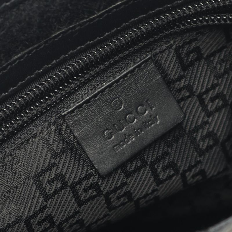 GUCCI Shoulder Bag 27639 Black Canvas Leather Shoulder Bag Women's Used B