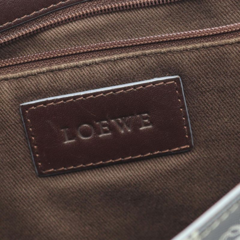 LOEWE Shoulder Bag Anagram Navy - PVC Coated Canvas Leather Anagram Shoulder
