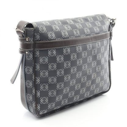 LOEWE Shoulder Bag Anagram Navy - PVC Coated Canvas Leather Anagram Shoulder