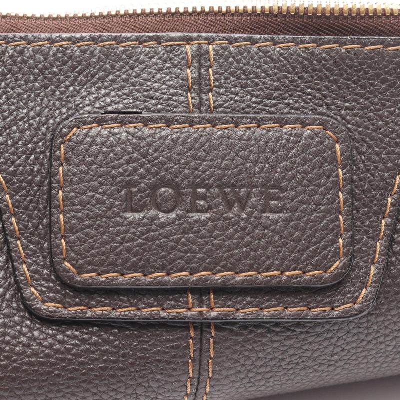 LOEWE Shoulder Bag Dark Brown Leather Shoulder Bag Women's Used A