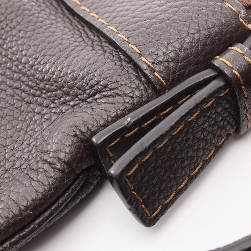 LOEWE Shoulder Bag Dark Brown Leather Shoulder Bag Women's Used A
