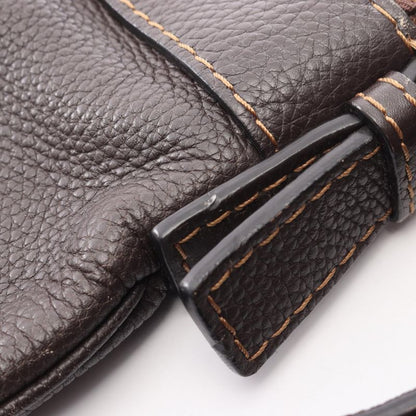 LOEWE Shoulder Bag Dark Brown Leather Shoulder Bag Women's Used A