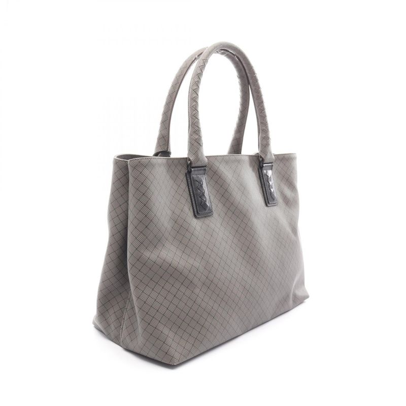 BOTTEGA VENETA Tote Bag Marco Polo Greige PVC Coating Canvas Leather Marco Polo