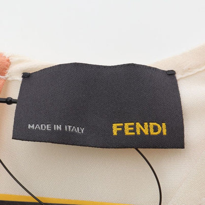 FENDI One Piece Color Block Peplum Beige Black Rayon Silk One Piece Women's