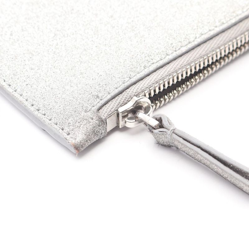 BALENCIAGA Card Case Everyday 551990 Silver Glitter Leather Coin Case Unisex