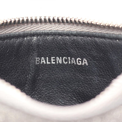 BALENCIAGA Card Case Everyday 551990 Silver Glitter Leather Coin Case Unisex