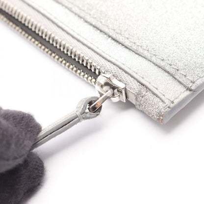 BALENCIAGA Card Case Everyday 551990 Silver Glitter Leather Coin Case Unisex