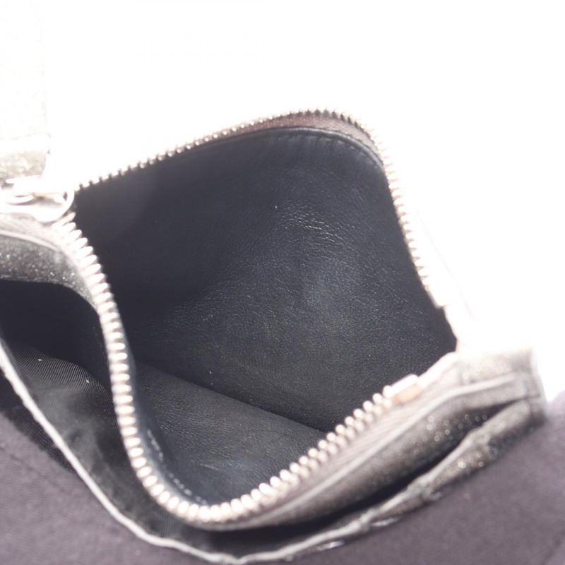 BALENCIAGA Card Case Everyday 551990 Silver Glitter Leather Coin Case Unisex