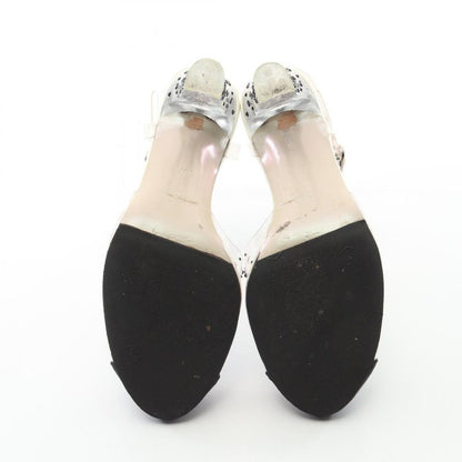 CHANEL Sandals Coco Mark Rhinestone Black PVC Coating Canvas Sandals Women's