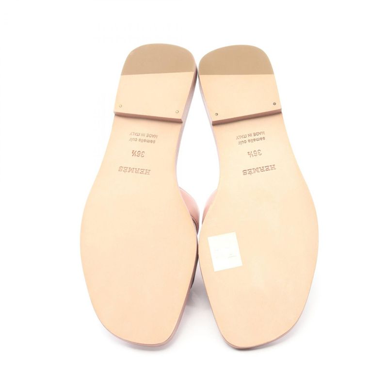 HERMES Sandals Oran Pink Black Leather Oran Women's Unused