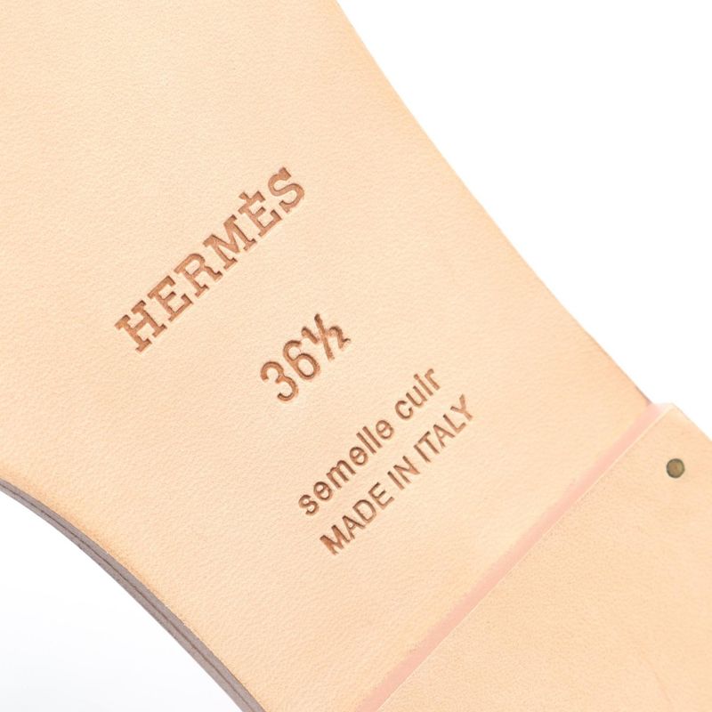 HERMES Sandals Oran Pink Black Leather Oran Women's Unused