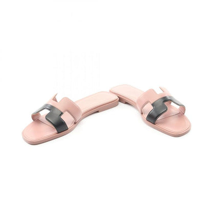 HERMES Sandals Oran Pink Black Leather Oran Women's Unused