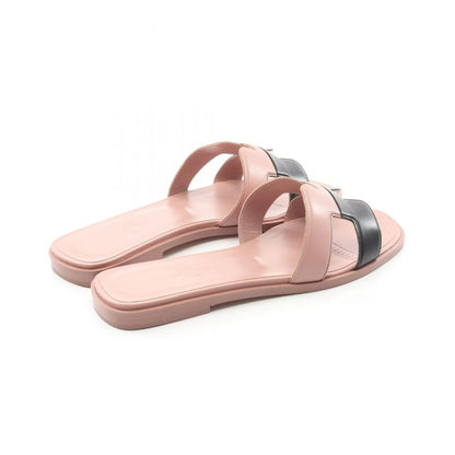 HERMES Sandals Oran Pink Black Leather Oran Women's Unused