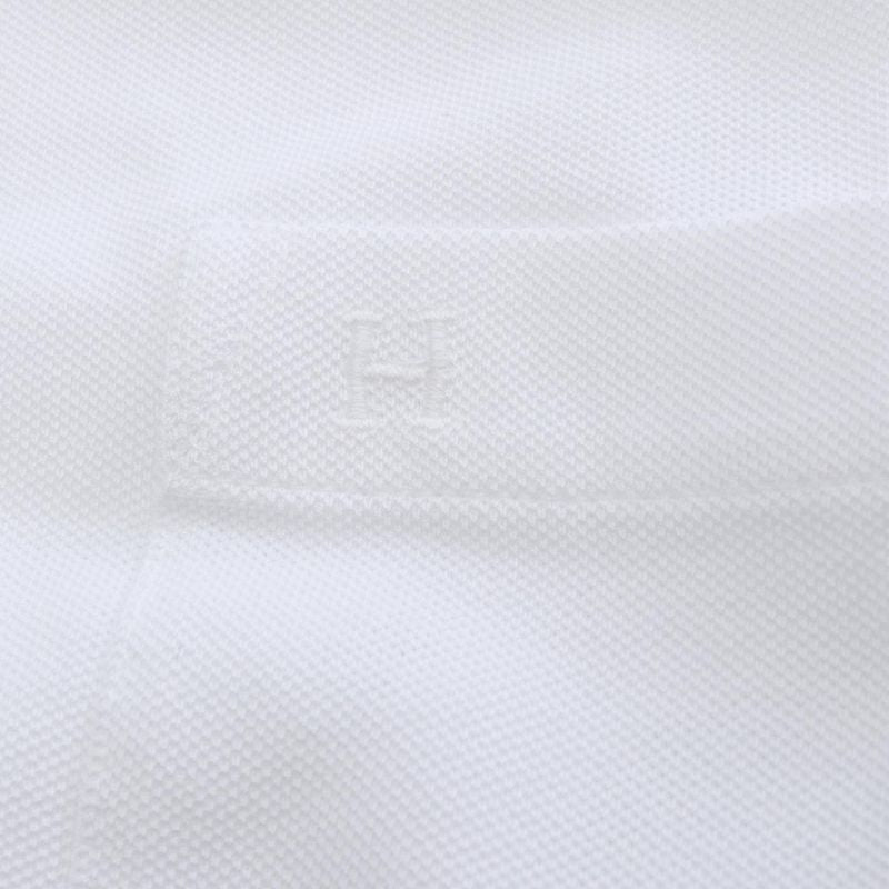 HERMES Cut And Sew - H Embroidery Pocket White Cotton T-shirt Men's Unused