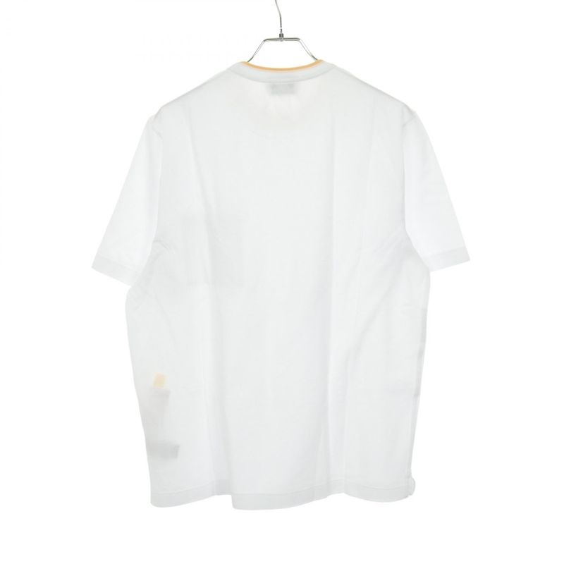 HERMES Cut And Sew - H Embroidery Pocket White Cotton T-shirt Men's Unused