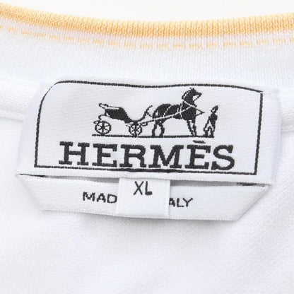 HERMES Cut And Sew - H Embroidery Pocket White Cotton T-shirt Men's Unused