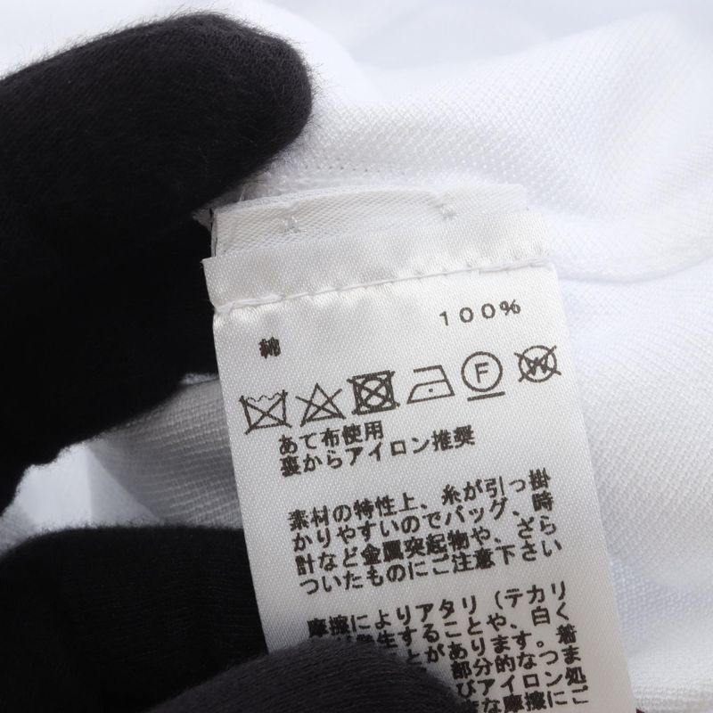 HERMES Cut And Sew - H Embroidery Pocket White Cotton T-shirt Men's Unused