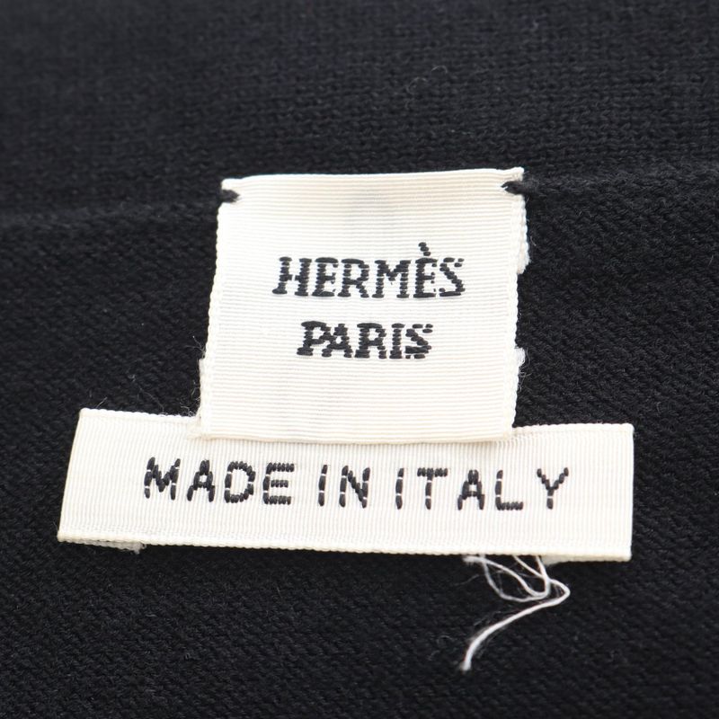 HERMES Knit H Logo Silk Cotton Tops Ladies Used B