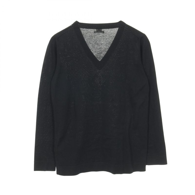 HERMES Knit H Logo Silk Cotton Tops Ladies Used B