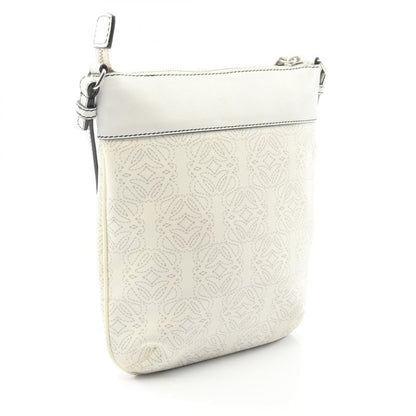 LOEWE Shoulder Bag Anagram White PVC Coated Canvas Leather Repeat Anagram