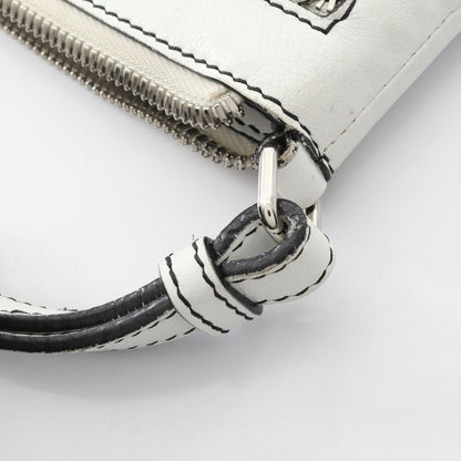 LOEWE Shoulder Bag Anagram White PVC Coated Canvas Leather Repeat Anagram