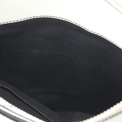 LOEWE Shoulder Bag Anagram White PVC Coated Canvas Leather Repeat Anagram