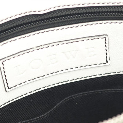 LOEWE Shoulder Bag Anagram White PVC Coated Canvas Leather Repeat Anagram