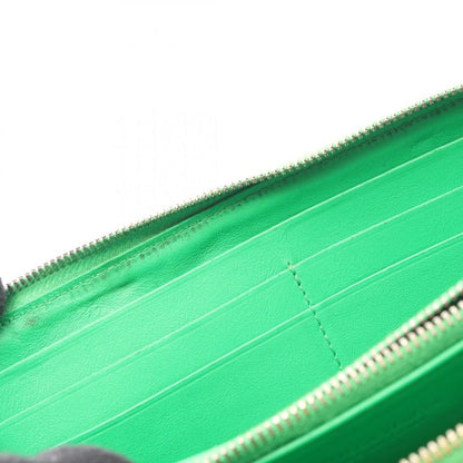 BOTTEGA VENETA Round Long Wallet Intrecciato Green Leather Intrecciato Round
