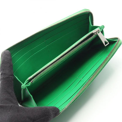 BOTTEGA VENETA Round Long Wallet Intrecciato Green Leather Intrecciato Round