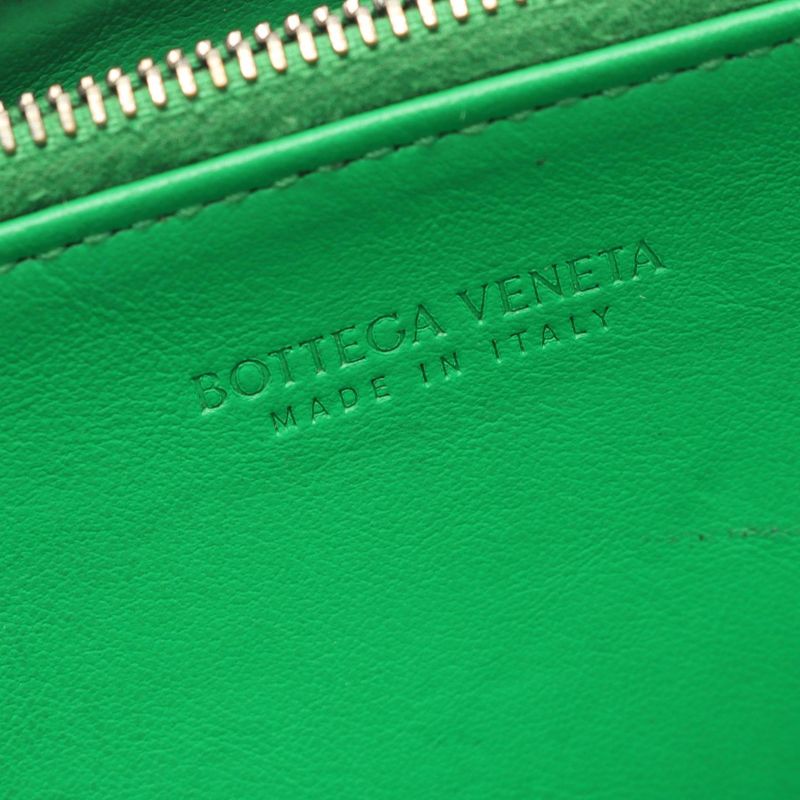BOTTEGA VENETA Round Long Wallet Intrecciato Green Leather Intrecciato Round