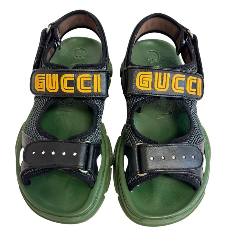 GUCCI 546064 Logo Mesh Flashtrek Sandals Black Men's