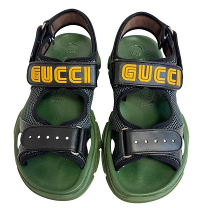 GUCCI 546064 Logo Mesh Flashtrek Sandals Black Men's