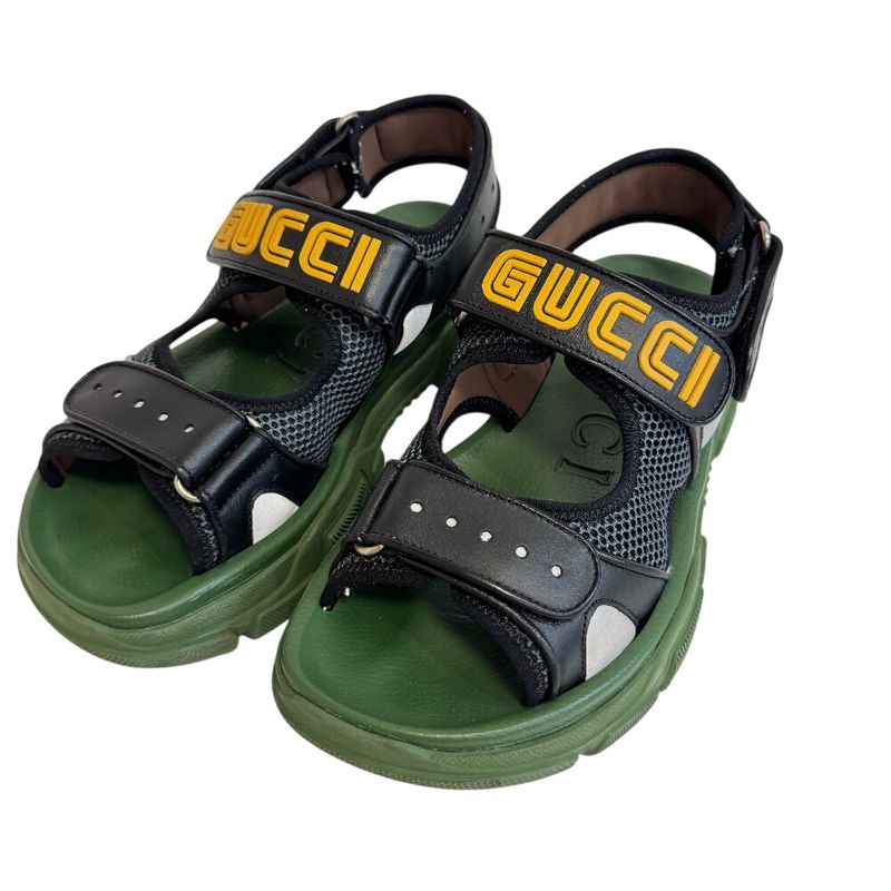 GUCCI 546064 Logo Mesh Flashtrek Sandals Black Men's