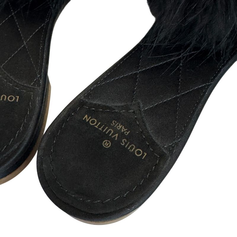 Louis Vuitton LV Logo Fa-vijou- Marilyn Satin Sandals Black Ladies
