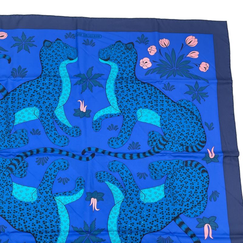 HERMES Carre 90 Scarf LES Leopard 100% Silk