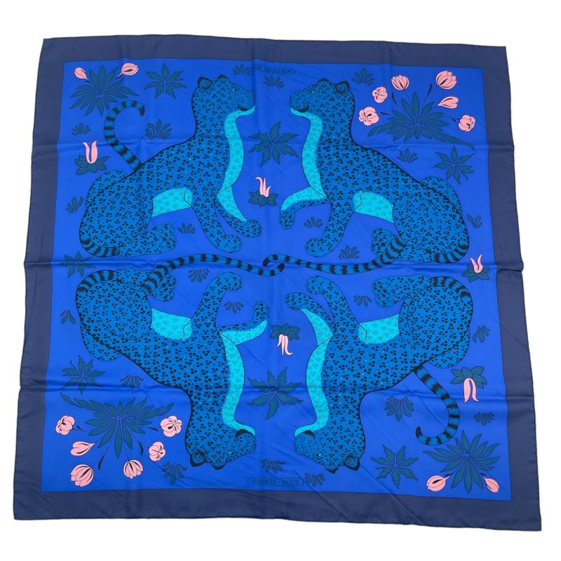 HERMES Carre 90 Scarf LES Leopard 100% Silk