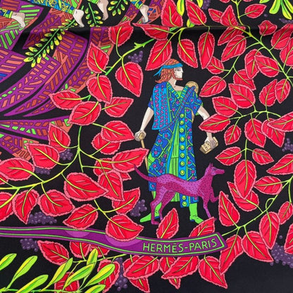 HERMES Carre 90 Silk Scarf LA Promenade DE Platon Plato's Journey Purple With