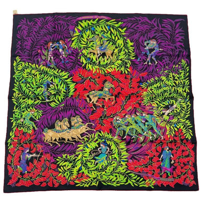 HERMES Carre 90 Silk Scarf LA Promenade DE Platon Plato's Journey Purple With