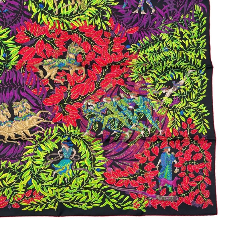 HERMES Carre 90 Silk Scarf LA Promenade DE Platon Plato's Journey Purple With