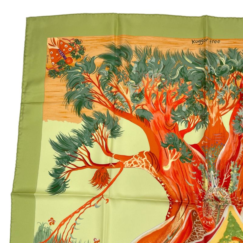 HERMES Scarf Carre 90 Kuggor Tree Fashion Silk Green Box Included