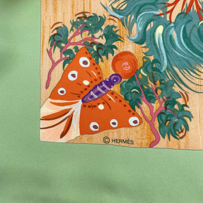 HERMES Scarf Carre 90 Kuggor Tree Fashion Silk Green Box Included