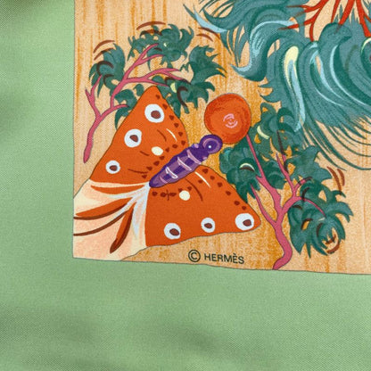 HERMES Scarf Carre 90 Kuggor Tree Fashion Silk Green Box Included