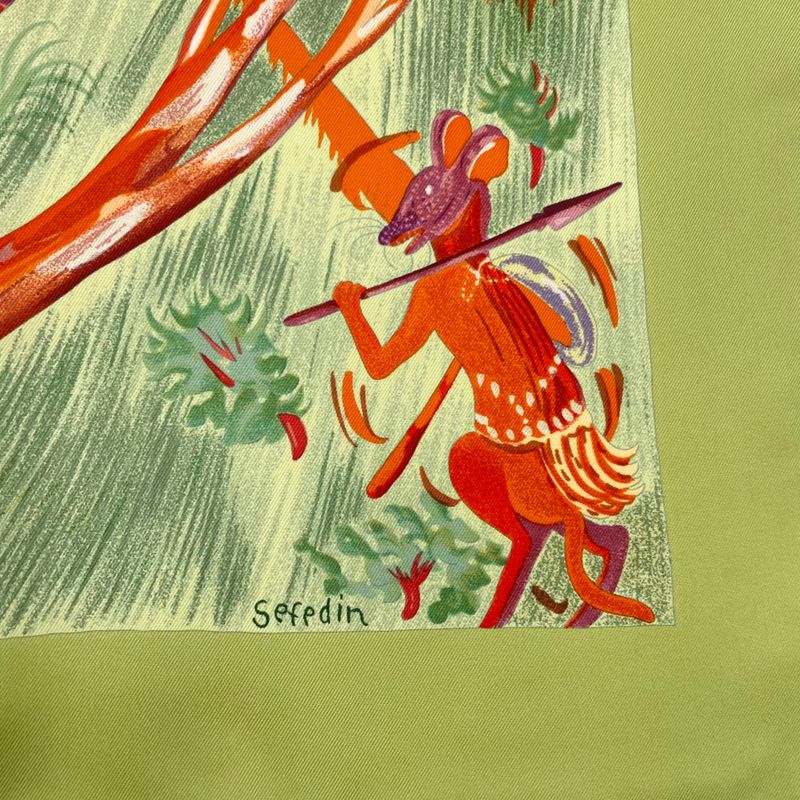 HERMES Scarf Carre 90 Kuggor Tree Fashion Silk Green Box Included