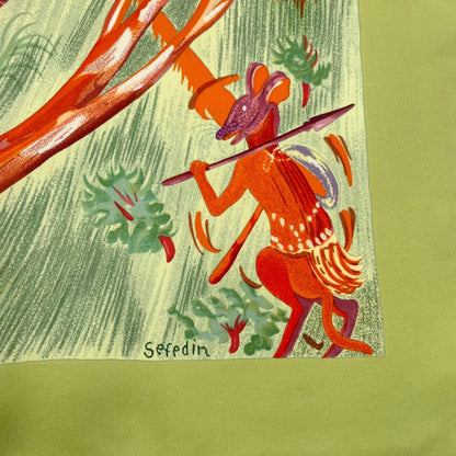 HERMES Scarf Carre 90 Kuggor Tree Fashion Silk Green Box Included