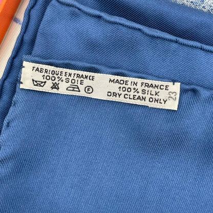 HERMES Carre 90 Scarf Migratory Bird 100% Silk Blue