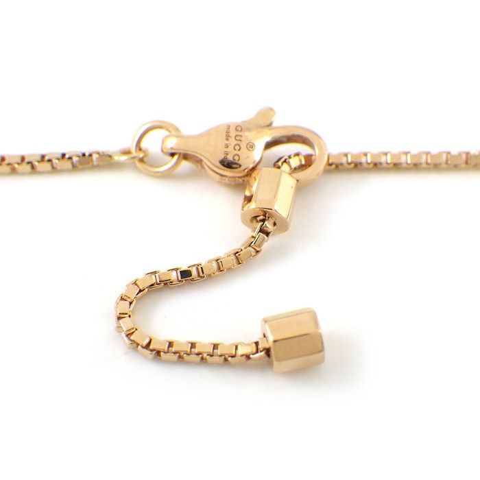 GUCCI Bracelet Link To Love Logo Bar Venetian Chain 18K Pink Gold 16