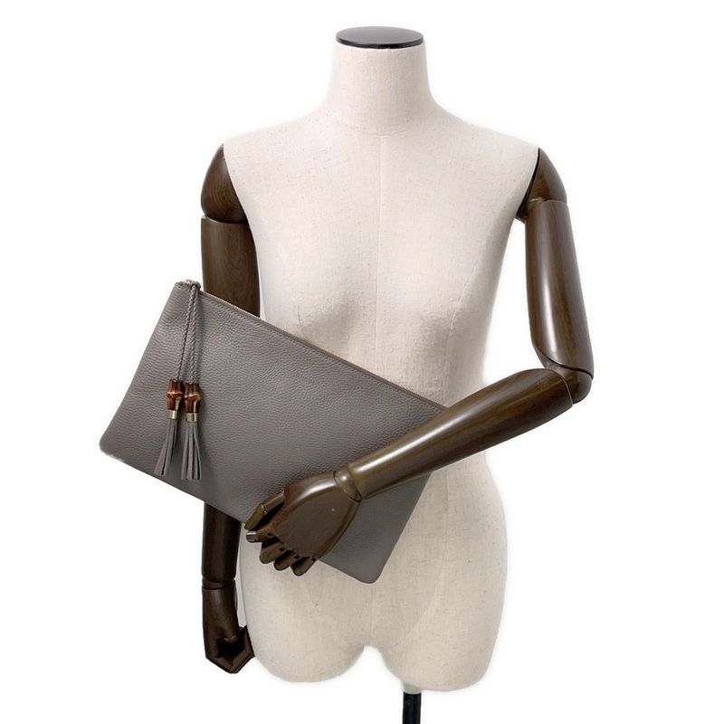 Gucci Clutch Bamboo Tassel Leather