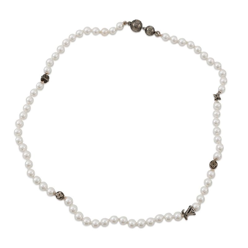 Louis Vuitton Necklace Monogram Slim Pearl Faux