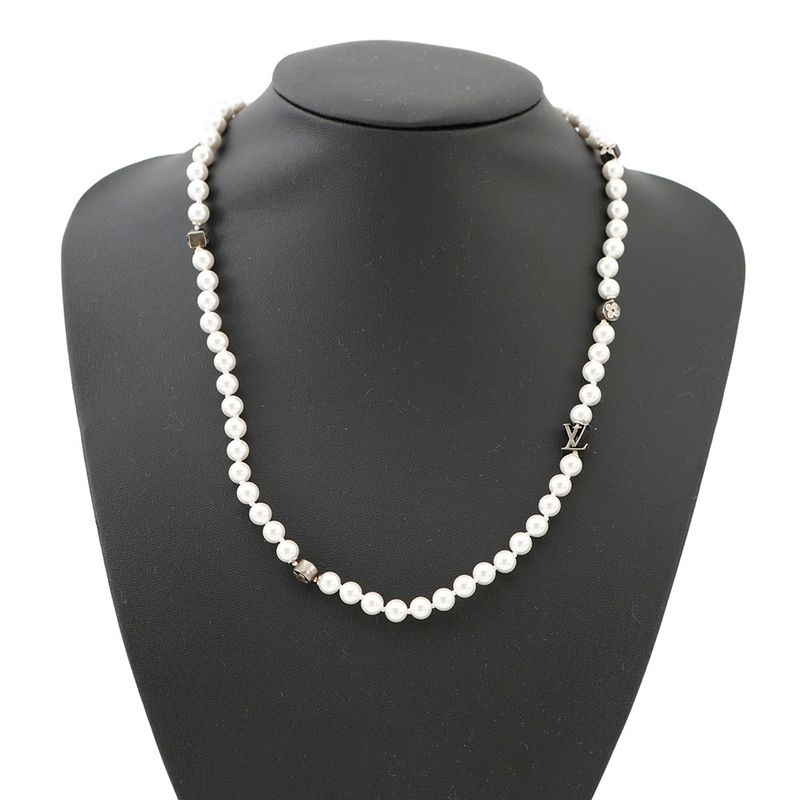 Louis Vuitton Necklace Monogram Slim Pearl Faux
